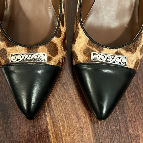 Brighton Yale Leopard calf skin and leather mules. - Picture 6 of 8